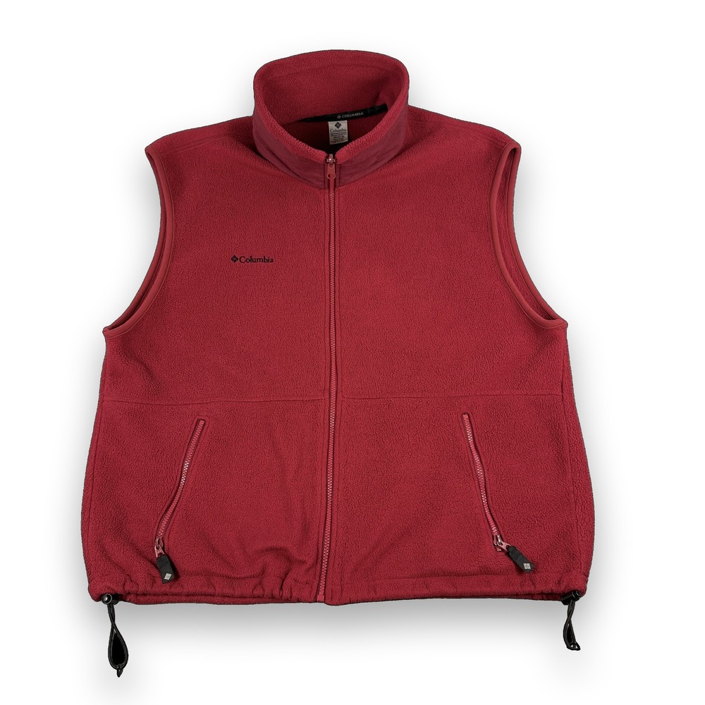 Vintage Columbia Fleece Vest Mens XL Red Full Zip Made in USA Y2K Gorpcore